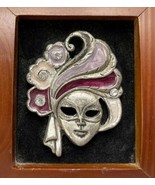 Vetri d&#39;Arte Venezia Italy Wood Frame Metal Face Masquerade Rhinestones ... - £27.44 GBP