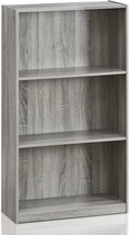 Furinno Basic 3-Tier Bookcase Storage Shelves, French Oak Grey - £32.88 GBP