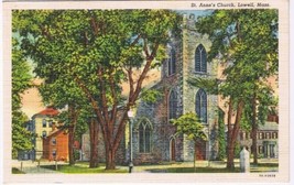 Massachusetts Postcard Lowell St Anne&#39;s Church Linen - £1.69 GBP