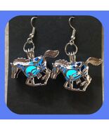 New Whimsical Absolutely Beautiful Unique Solar Luminous Blue Horse Earr... - $12.00