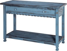 Rustic Cottage Media/Console Table With 1 Drawer And 1 Shelf, Blue Antique - £183.36 GBP