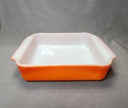 Anchor Hocking Fire-King #435 8&quot; Square Baking Casserole Dish Red / Oran... - £15.83 GBP