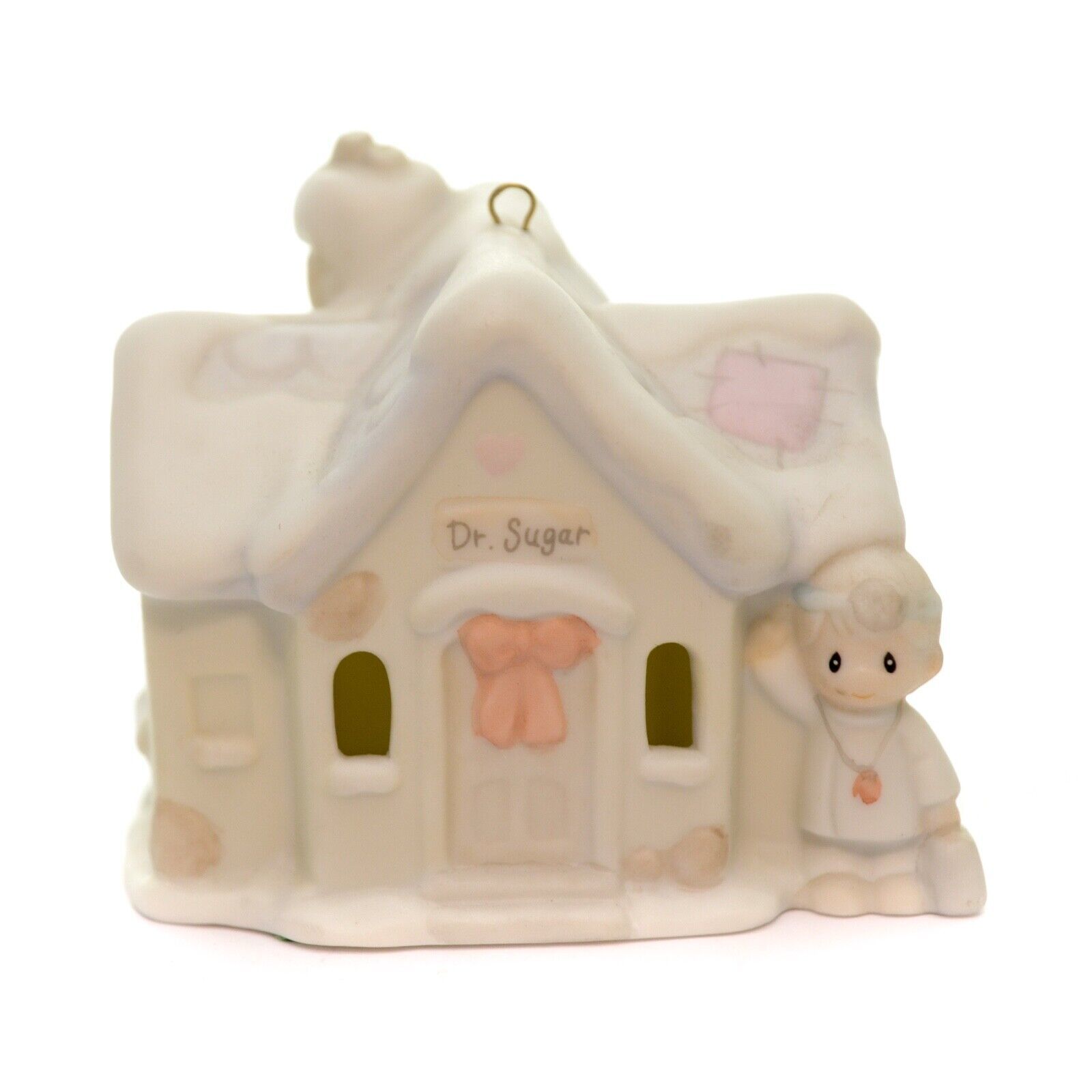 Primary image for Vintage Enesco 1995 White Small Doctor Sugar Porcelain House Hanging 530441