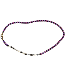 Purple + Black Beaded Galaxy Far Away Handmade Mask Holder Chain Necklace - £15.43 GBP