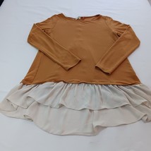 Andree By Unit RN#105013 Women&#39;s Cream &amp; Rust Tiered Blouse Top Size Medium - $9.00