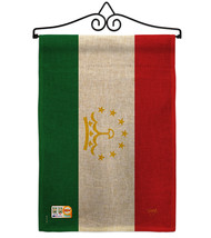 Tajikistan Burlap - Impressions Decorative Metal Wall Hanger Garden Flag Set GS1 - £27.30 GBP