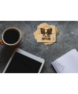 Laser Engraved Papillon Dog Laying - Wood Coasters, set of 4 - $19.13 CAD