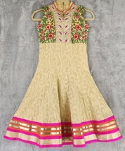 Womens Juniors Dress 30 Yellow Metallic Pink Floral Embroidered Indie Fl... - £109.50 GBP