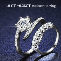 100% Real Moissanite Bridal Ring Round Brilliant Diamond 6 Prong Bent Nail Engag - £55.53 GBP