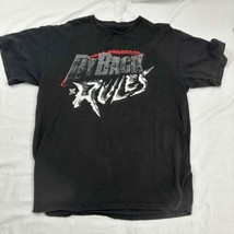 RyBack Rules WWE T-Shirt Black Graphic Print Short Sleeve Cotton Large - $11.88