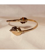 Vintage Leaf &amp; Rhinestone Accents 14K Goldplated Cuff Bangle Bracelet-NWOT - $28.43 CAD