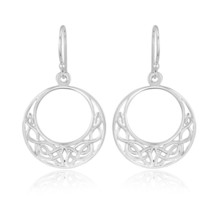 Celtic Lace Weave Loop .925 Sterling Silver Dangle Earrings - £15.81 GBP