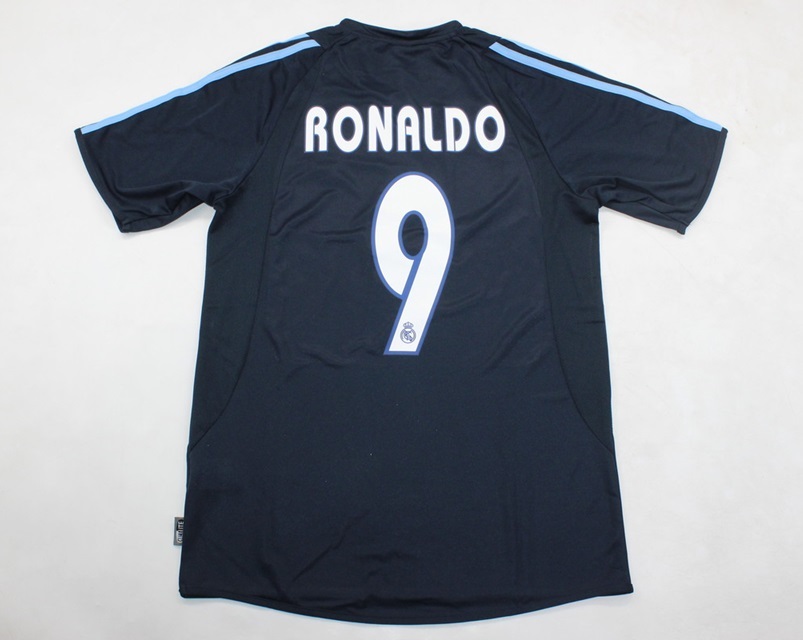 real madrid jersey 2003 2004 away shirt ronaldo fenomeno dark blue (customizable