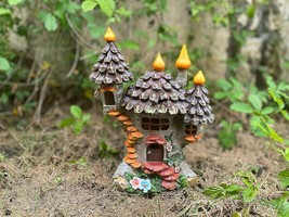 Pinecone Cottage Solar Powered Flickering LED Garden Light Fairy Cottage  - £43.29 GBP
