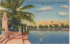 Florida Postcard Miami Beach St Francis Hospital Tropical Setting - £1.69 GBP