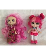 2 PVC Dolls Pink Hair Big Eyes w/ Shoes And Dresses 5” Tall Big Heads - £7.97 GBP