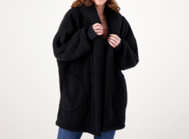 BumbleBella by Jill Martin Sherpa Shawl Collar Button Lounger Black, Pet... - £31.00 GBP