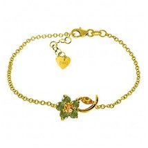 Galaxy Gold GG 0.87 Carat 14k Solid Gold Flower Bracelet Citrine Peridot - £425.51 GBP