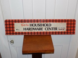 Vintage Plaid Household Hardware Center Metal Display Sign Topper - $84.15