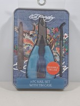 Ed Hardy Rare 3 Pc Nail Set With Tin Case - Reusable Tin Case Great Gift... - $14.50