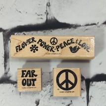 Stampin Up Rubber Stamps Lot of 3 Flower Power Peace Hippie  - £12.46 GBP