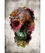 Flower Skull Poster Artistic Colorful Day Of The Dead DOD - $18.63 CAD