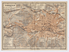 1911 ANTIQUE MAP OF ELBERFELD / WUPPERTAL / NORTH RHINELAND-WESTPHALIA G... - $24.04