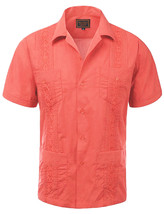Pre-Owned Men&#39;s Guayabera Cuban Wedding Short Sleeve Button-Up Dress Shirt - £10.03 GBP