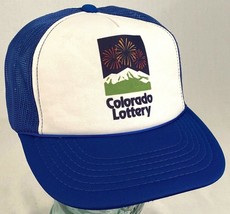 COLORADO LOTTERY Hat-Mesh-Blue-Rope Bill-Snapback-Lotto Gamble-Vintage - £16.17 GBP