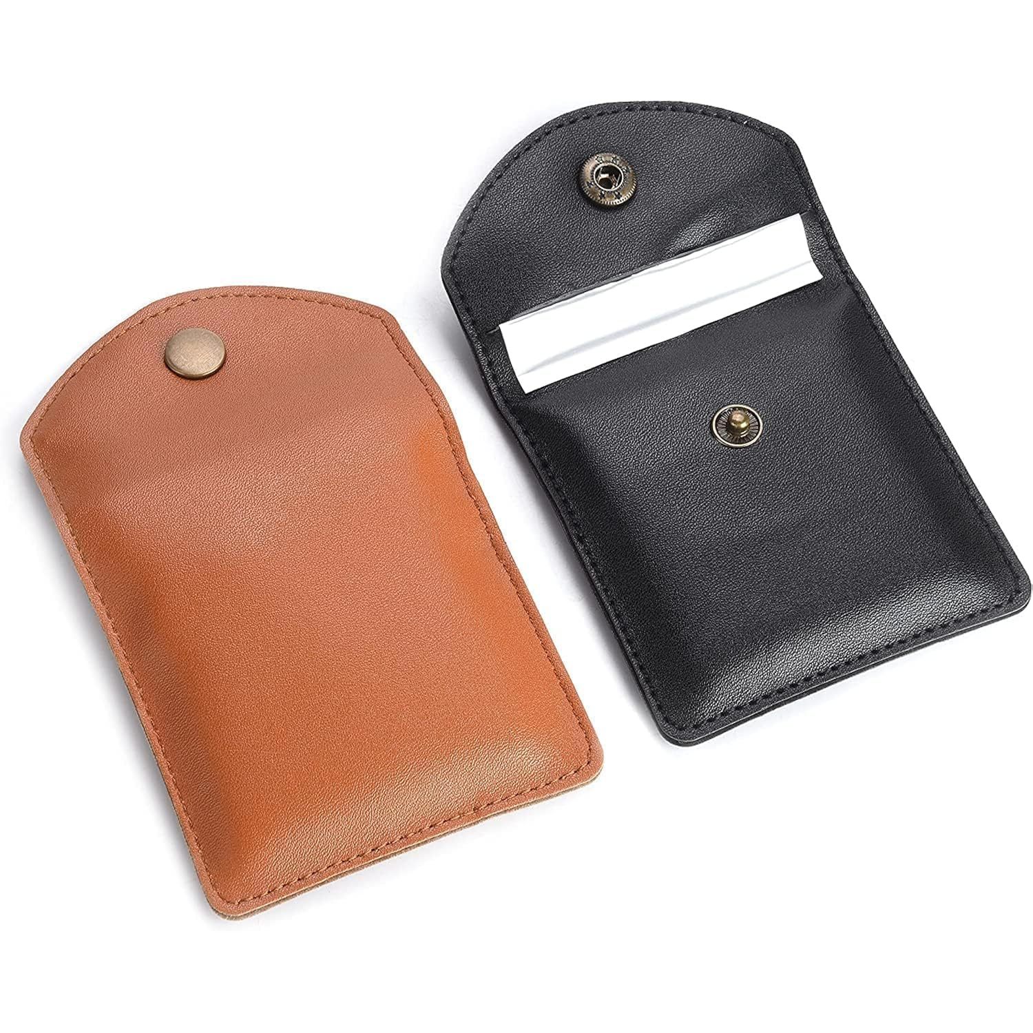 Brown & Black Leather Ashtray Pocket Pouch - Compact Odour Free And Fire Resista