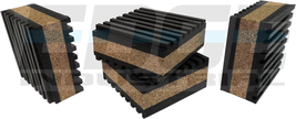 Anti Vibration Isolation Pads 2&quot; X 2&quot; X 7/8&quot; Ribbed Rubber with Cork Cen... - $11.95