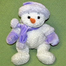 Commonwealth Snowman 12&quot; Stuffed Animal 2003 White Sparkly Purple Hat Mitts Toy - £21.57 GBP