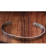 Inspirational Stainless-Steel Bracelet ~ With God all things are...Matth... - €30,11 EUR