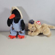 Ty Attic Treasures Beanie Baby Lot Carey Dog 2000 With Tags and Cawley The Crow - £11.35 GBP