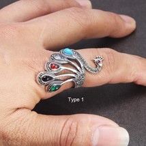 Peacock Rings For Women Real Pure 925 Sterling Silver Jewelry With Red Garnet St - £37.97 GBP
