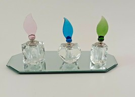 NIB - CELLINI COLLECTION CRYSTAL PERFUME BOTTLE SET WITH MIRROR TRAY - $24.99