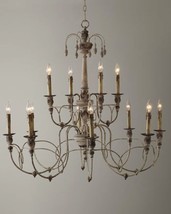 39&quot; Horchow Aidan Gray Style French Farmhouse Beaded Chandelier Foyer  - $1,073.00