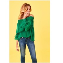 Cece Off the Shoulder Ruffle Cuff Blouse Summer, Top, Green, Small (4/6)... - $55.17