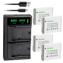 Kastar 4-Pack NB-6L Battery and LTD2 USB Charger Replacement for Canon PowerShot - £32.84 GBP