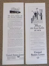 Lot Of 2- 1920s/30s United States Lines Print Ads Ss Republic, Ss America B1N - £3.94 GBP