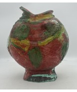 Vtg Green Glass Fish Flower Vase Open Mouth Gurgle Novelty Decoupage MCM... - $116.42 CAD