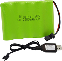 Blomiky 6V 2200Mah Ni-Mh 5 AA Rechargeable Battery Pack with SM-2P Black 2 Pin C - £18.89 GBP