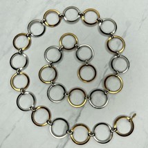 Silver and Gold Tone Hoop Metal Chain Link Belt Size XS Small S - $19.79