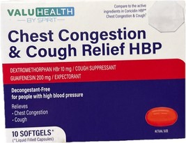 ValuHealth Chest Congestion &amp; Cough Relief HBP- 10 Softgels-NEW-SHIPS N ... - $143.86 MXN