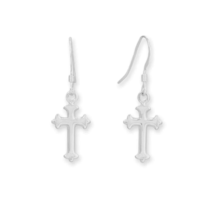 Women&#39;s 925 Sterling Silver Religious Holy Cross French Wire Dangle Earring Gift - £61.32 GBP