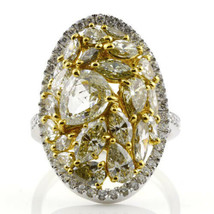 Argyle 4.18ct Natural Fancy Yellow &amp; White Diamonds Engagement Ring 18K Gold - £5,177.34 GBP