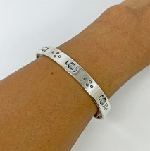 Unisex 925 Silver Dot &amp; Flora Textured Cuff Bracelet, Handmade Jewelry Gifts  - £110.08 GBP