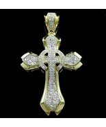 3Ct Coupe Ronde Simulé Pendentif Croix Diamant 14k or Jaune Plaqué - $204.54 CAD
