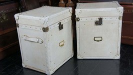 Vellum Reproduction Leather Occasional Side Table Trunks Chests Decor - £603.64 GBP