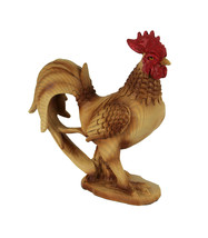 Faux Wood Carving Bamboo Look Standing Rooster Statue - £23.80 GBP